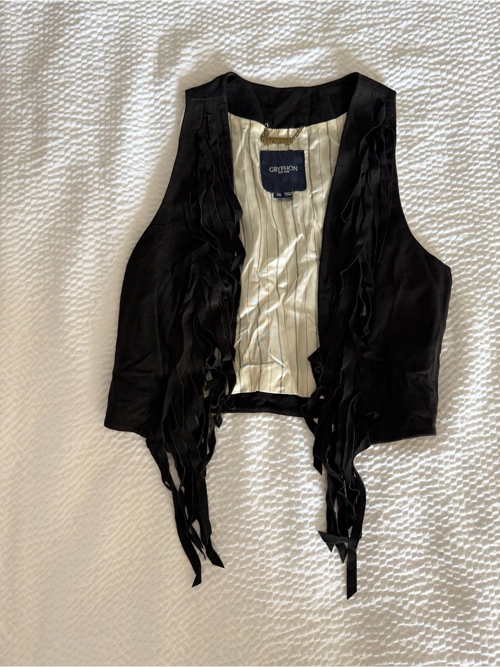 Gryphon New York Genuine Leather Fringe Vest XS